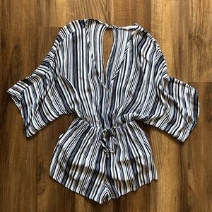 Honey Belle Batwing Navy Striped Romper S